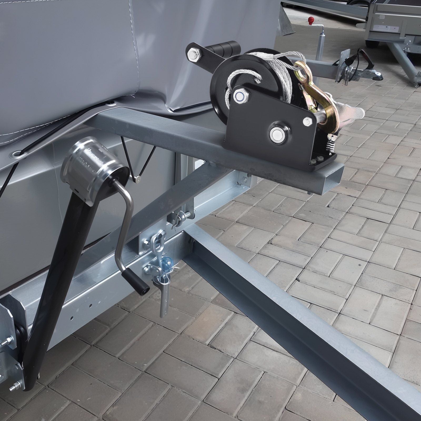 Hand Winch, 362.8 kg Pulling Capacity, Boat Trailer Winch Heavy Duty Rope Crank with 10 m Steel Wire Cable V952-CYSDJP800BG0IYPD8V0