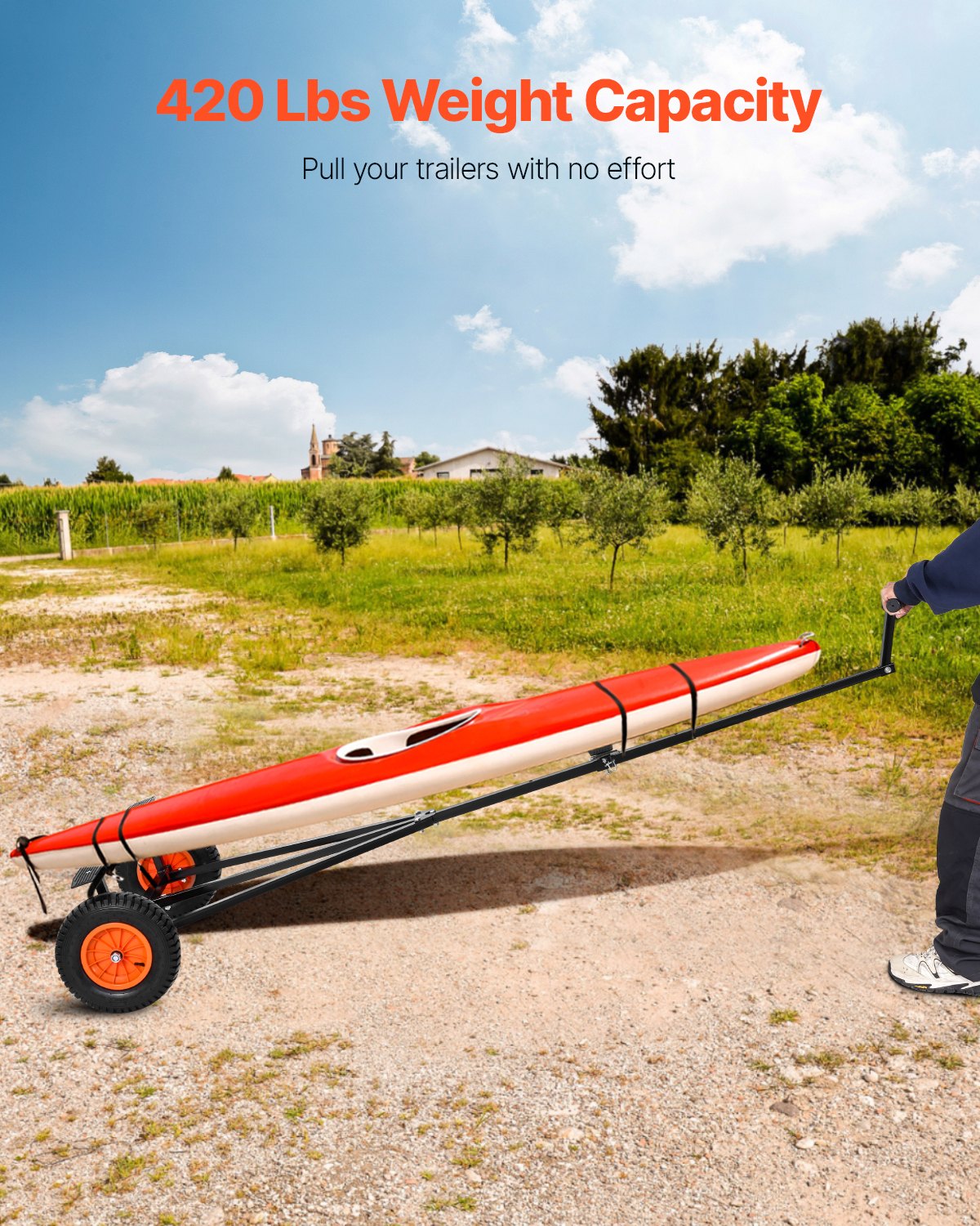 420lbs Boat Trailer Dolly Mover Adjustable Length with 15.7 in Pneumatic Tires V952-CYSDQYC420BH54A5OV0