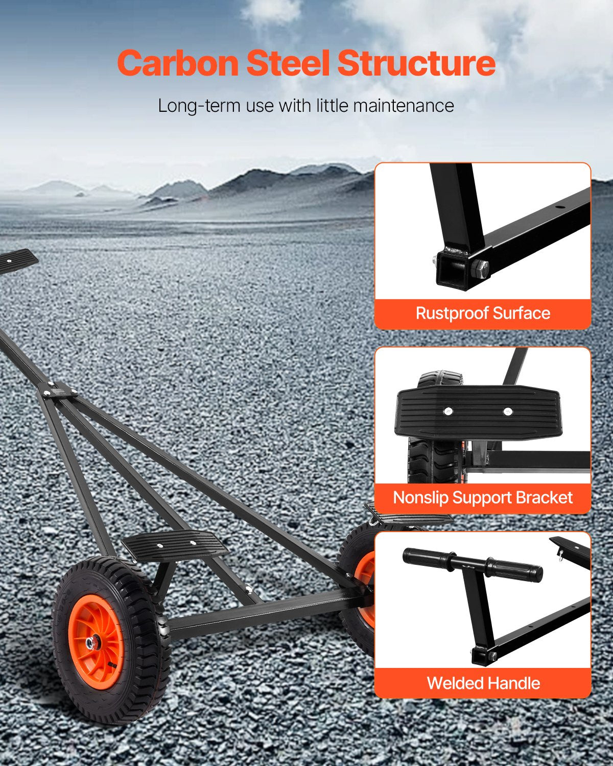 420lbs Boat Trailer Dolly Mover Adjustable Length with 15.7 in Pneumatic Tires V952-CYSDQYC420BH54A5OV0