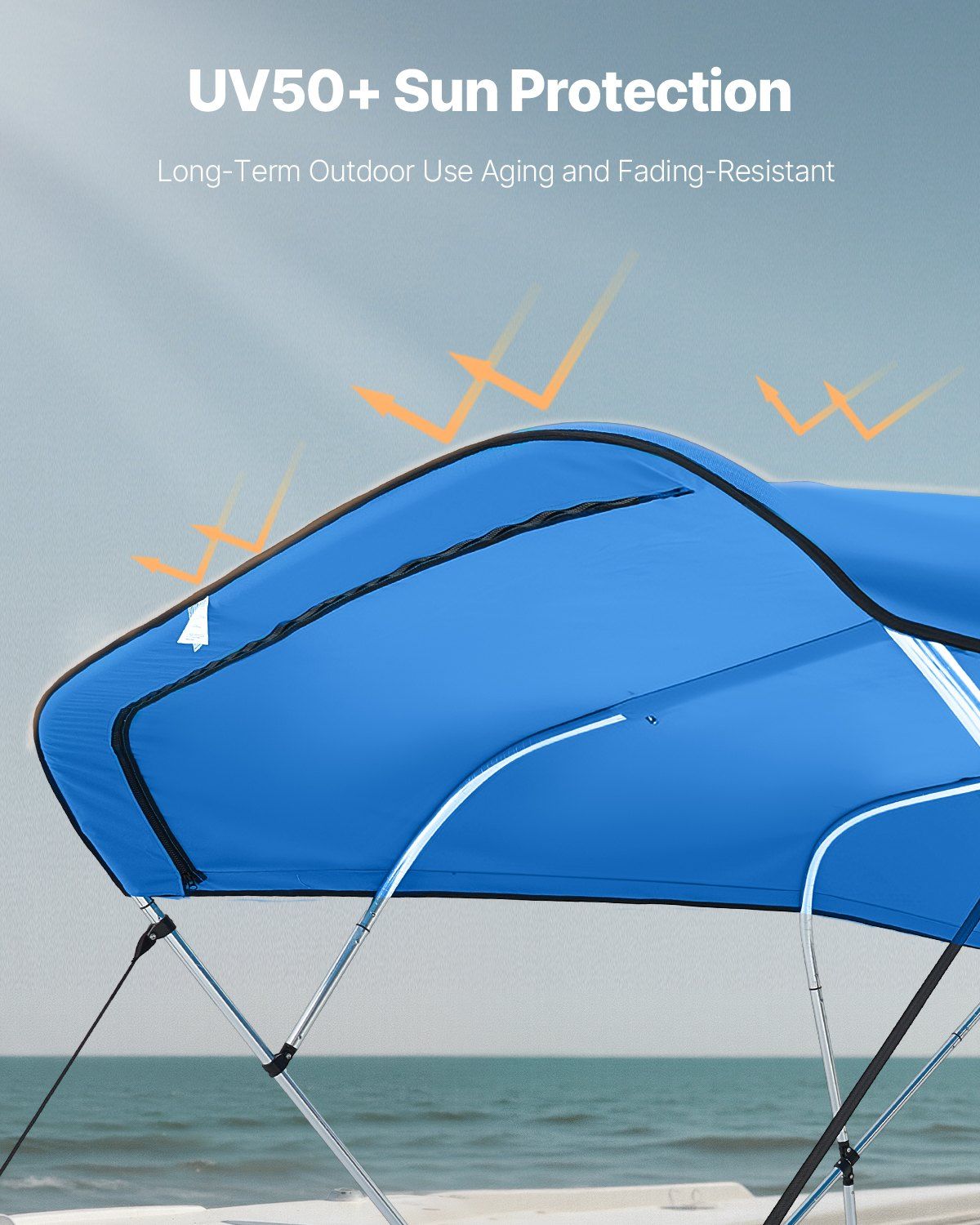 4 Bow Bimini Top Replacement Cover, 2440 mm Long, Durable 600D Marine Grade Waterproof Sun Shade Boat Canopy V952-CYZYPDPTHJ96U4ST1001V0