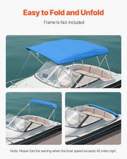 4 Bow Bimini Top Replacement Cover, 2440 mm Long, Durable 600D Marine Grade Waterproof Sun Shade Boat Canopy V952-CYZYPDPTHJ96U4ST1001V0