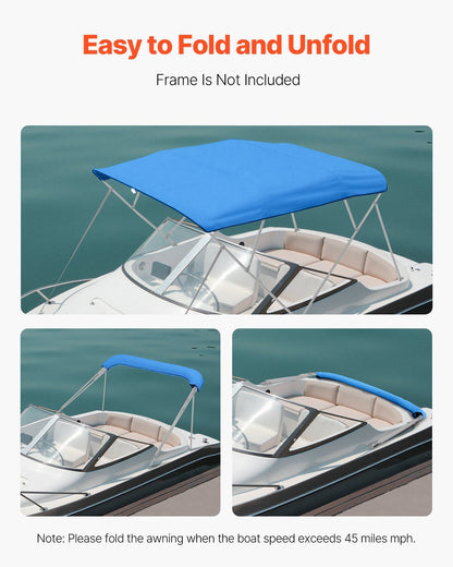 4 Bow Bimini Top Replacement Cover, 2440 mm Long, Durable 600D Marine Grade Waterproof Sun Shade Boat Canopy V952-CYZYPDPTHJ96U4ST1001V0