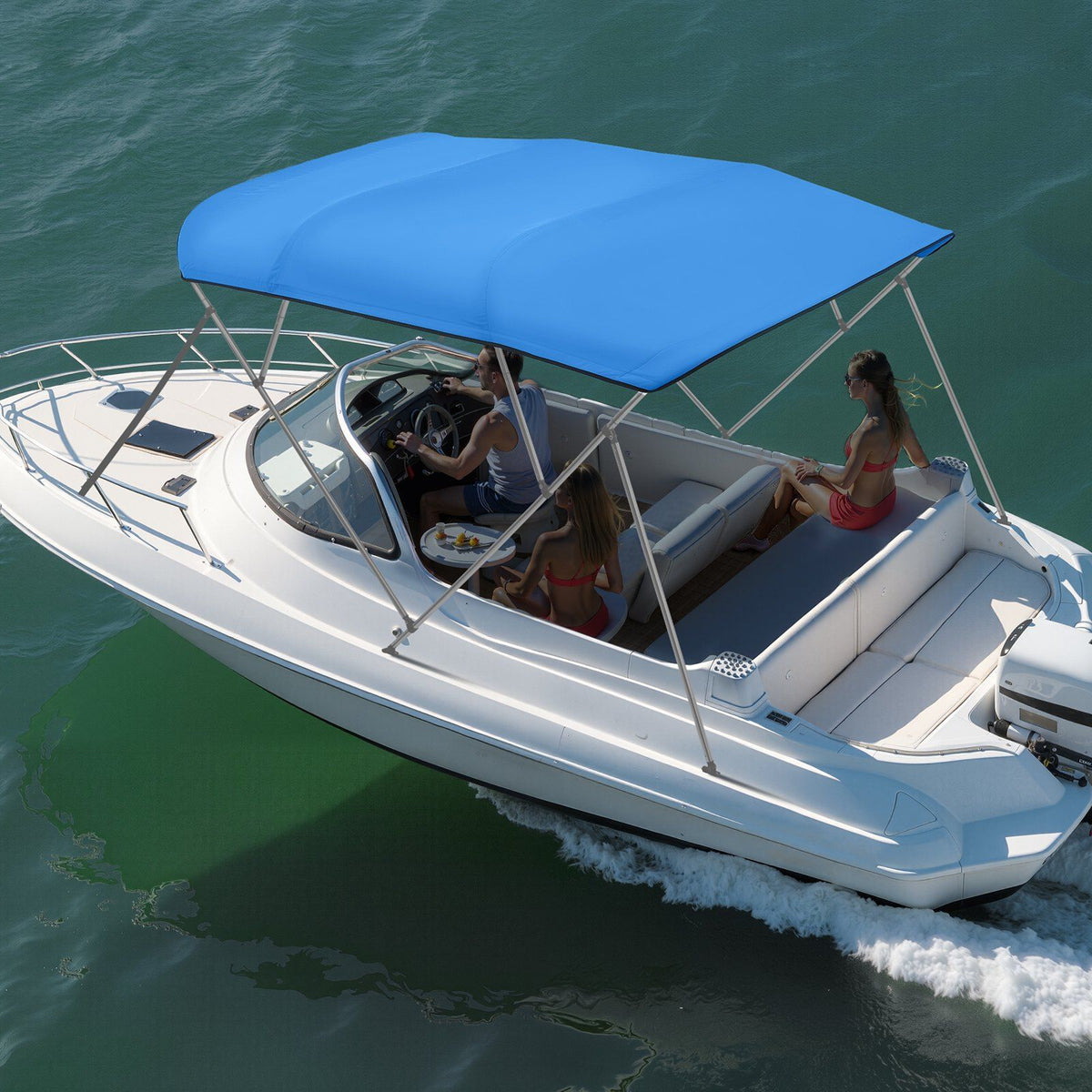 4 Bow Bimini Top Replacement Cover, 2440 mm Long, Durable 600D Marine Grade Waterproof Sun Shade Boat Canopy V952-CYZYPDPTHJ96U4ST1001V0