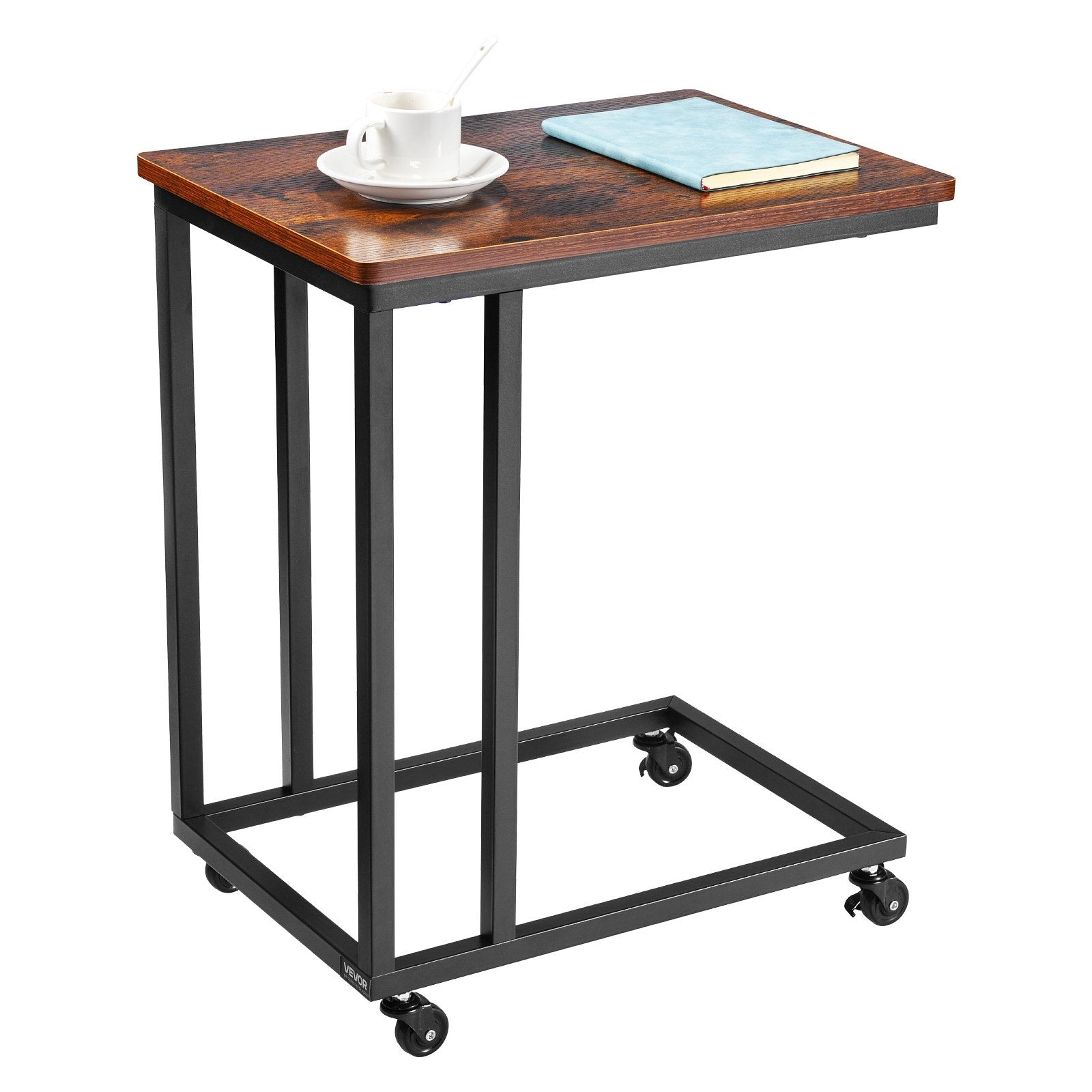 C Table, C Shaped Sofa Side Table with Metal Frame Rolling Casters, Portable C Shaped End Stand for Living V952-CZ1JT1CBHB208HKNP001V0