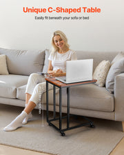 C Table, C Shaped Sofa Side Table with Metal Frame Rolling Casters, Portable C Shaped End Stand for Living V952-CZ1JT1CBHB208HKNP001V0