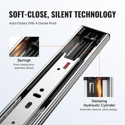 10 Pairs of 558.8mm Drawer Slides Side Mount Rails, Heavy Duty Full Extension Steel Track, Soft-Close V952-CZCJCTDG100L9P7WTV0