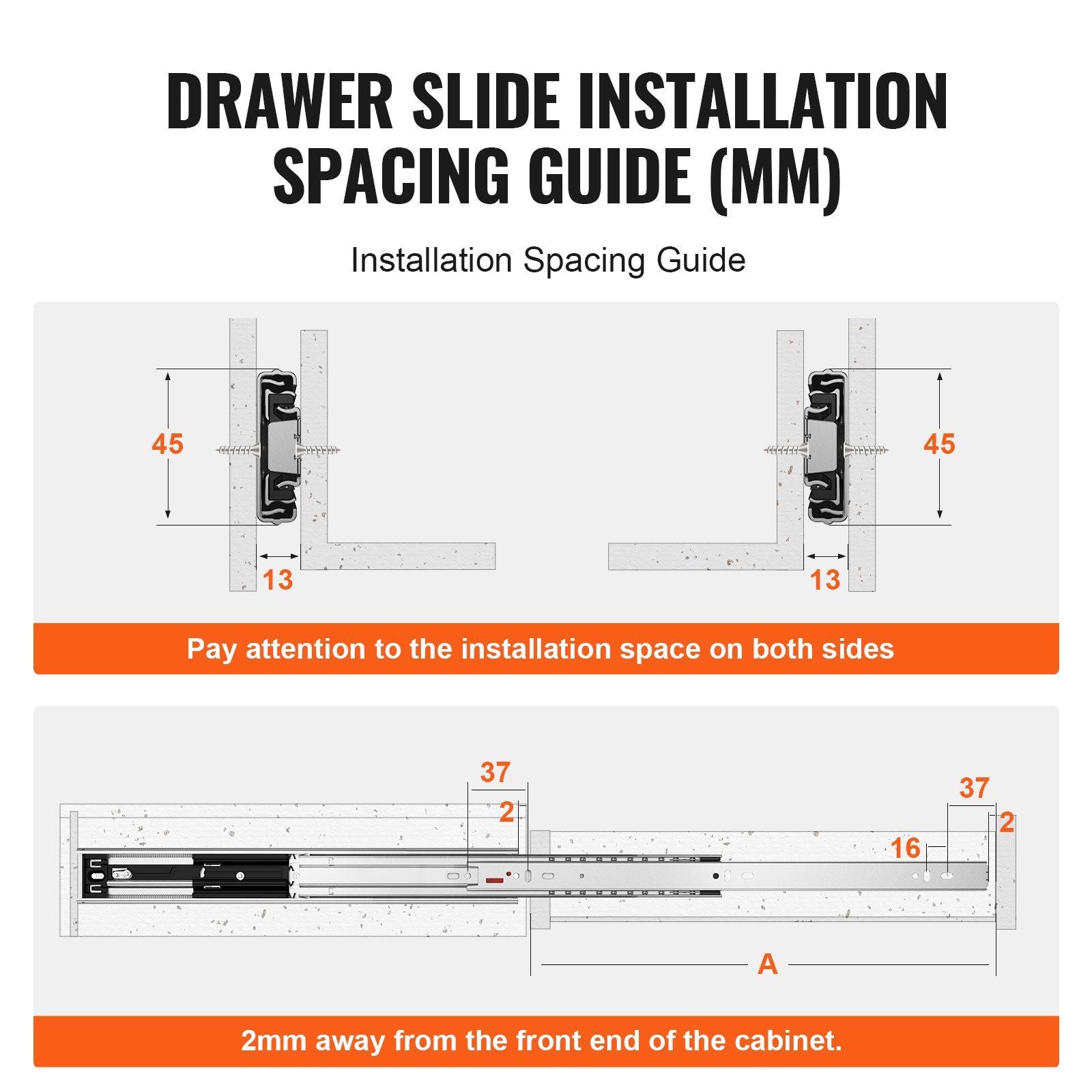 6 Pairs of 406.4mm Drawer Slides Side Mount Rails, Heavy Duty Full Extension Steel Track, Soft-Close V952-CZCJCTDG100LCQ258V0