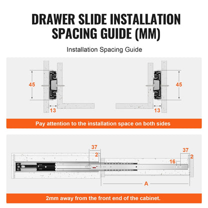 6 Pairs of 406.4mm Drawer Slides Side Mount Rails, Heavy Duty Full Extension Steel Track, Soft-Close V952-CZCJCTDG100LCQ258V0