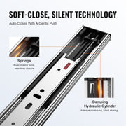 6 Pairs of 558.8mm Drawer Slides Side Mount Rails, Heavy Duty Full Extension Steel Track, Soft-Close V952-CZCJCTDG100LF91G5V0