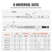 6 Pairs of 508mm Drawer Slides Side Mount Rails, Heavy Duty Full Extension Steel Track, Soft-Close Noiseless V952-CZCJCTDG100LG511JV0