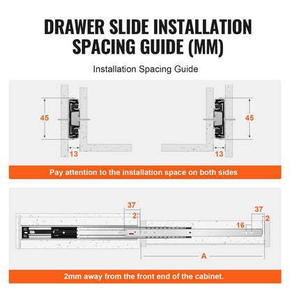 6 Pairs of 508mm Drawer Slides Side Mount Rails, Heavy Duty Full Extension Steel Track, Soft-Close Noiseless V952-CZCJCTDG100LG511JV0