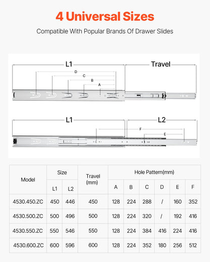 Drawer Slides, 18 inch, 10 Pairs Full Extension Ball Bearing Cabinet Rails, 100 LB Load Capacity Heavy Duty V952-CZCJCTDG100LPFFRWV0