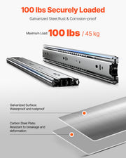 Drawer Slides, 18 inch, 10 Pairs Full Extension Ball Bearing Cabinet Rails, 100 LB Load Capacity Heavy Duty V952-CZCJCTDG100LPFFRWV0