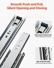 Drawer Slides, 18 inch, 10 Pairs Full Extension Ball Bearing Cabinet Rails, 100 LB Load Capacity Heavy Duty V952-CZCJCTDG100LPFFRWV0