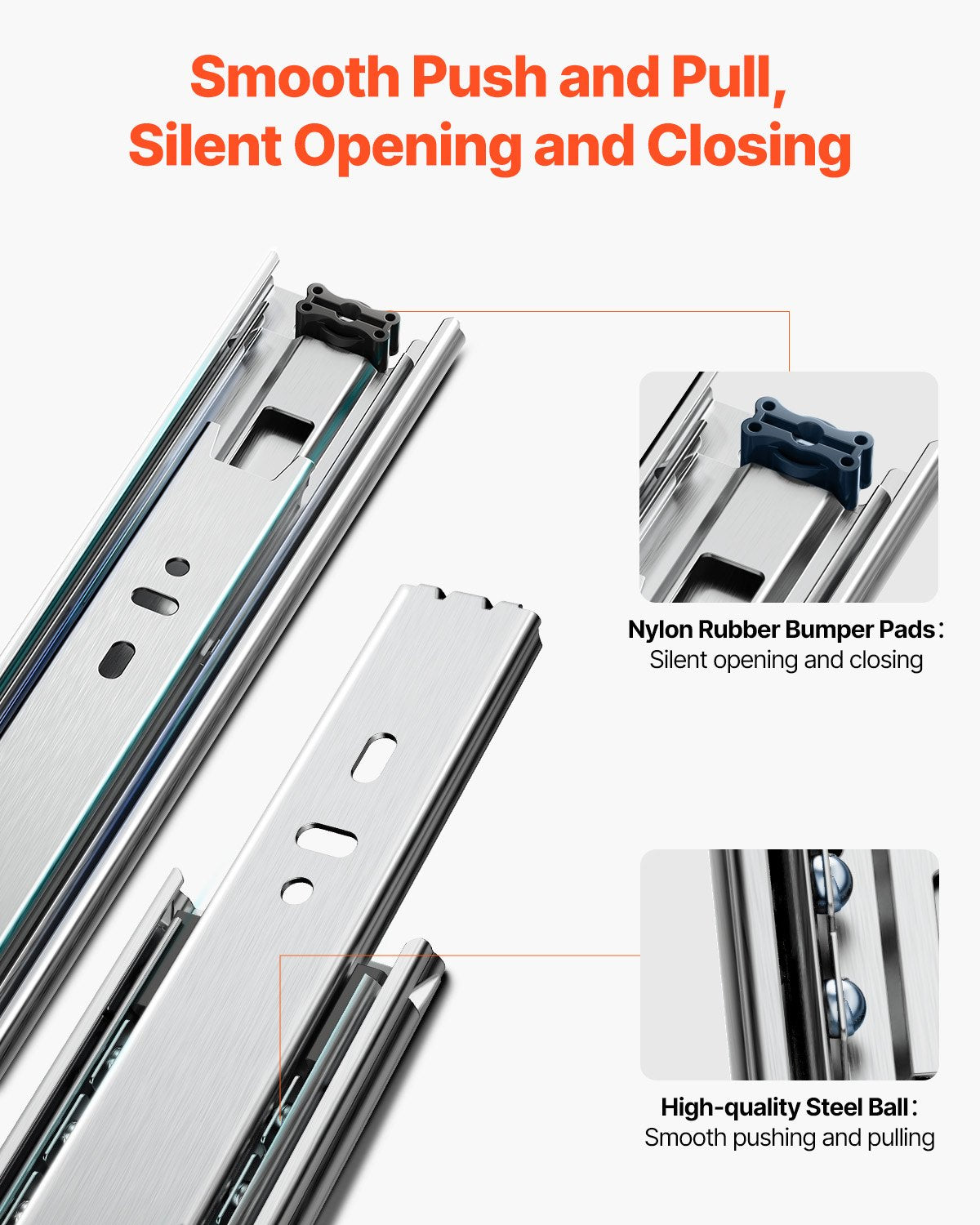 Drawer Slides, 18 inch, 10 Pairs Full Extension Ball Bearing Cabinet Rails, 100 LB Load Capacity Heavy Duty V952-CZCJCTDG100LPFFRWV0