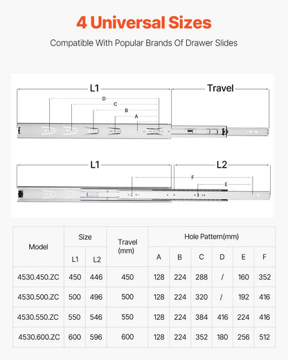 Drawer Slides, 20 inch, 10 Pairs Full Extension Ball Bearing Cabinet Rails, 100 LB Load Capacity Heavy Duty V952-CZCJCTDG100LPZMLNV0