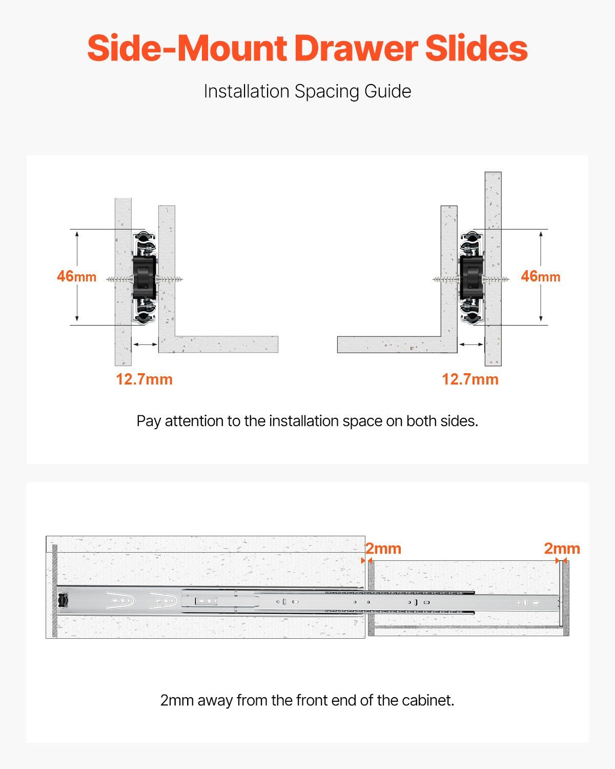 Drawer Slides, 20 inch, 10 Pairs Full Extension Ball Bearing Cabinet Rails, 100 LB Load Capacity Heavy Duty V952-CZCJCTDG100LPZMLNV0