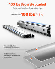 Drawer Slides, 20 inch, 10 Pairs Full Extension Ball Bearing Cabinet Rails, 100 LB Load Capacity Heavy Duty V952-CZCJCTDG100LPZMLNV0