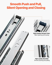 Drawer Slides, 20 inch, 10 Pairs Full Extension Ball Bearing Cabinet Rails, 100 LB Load Capacity Heavy Duty V952-CZCJCTDG100LPZMLNV0
