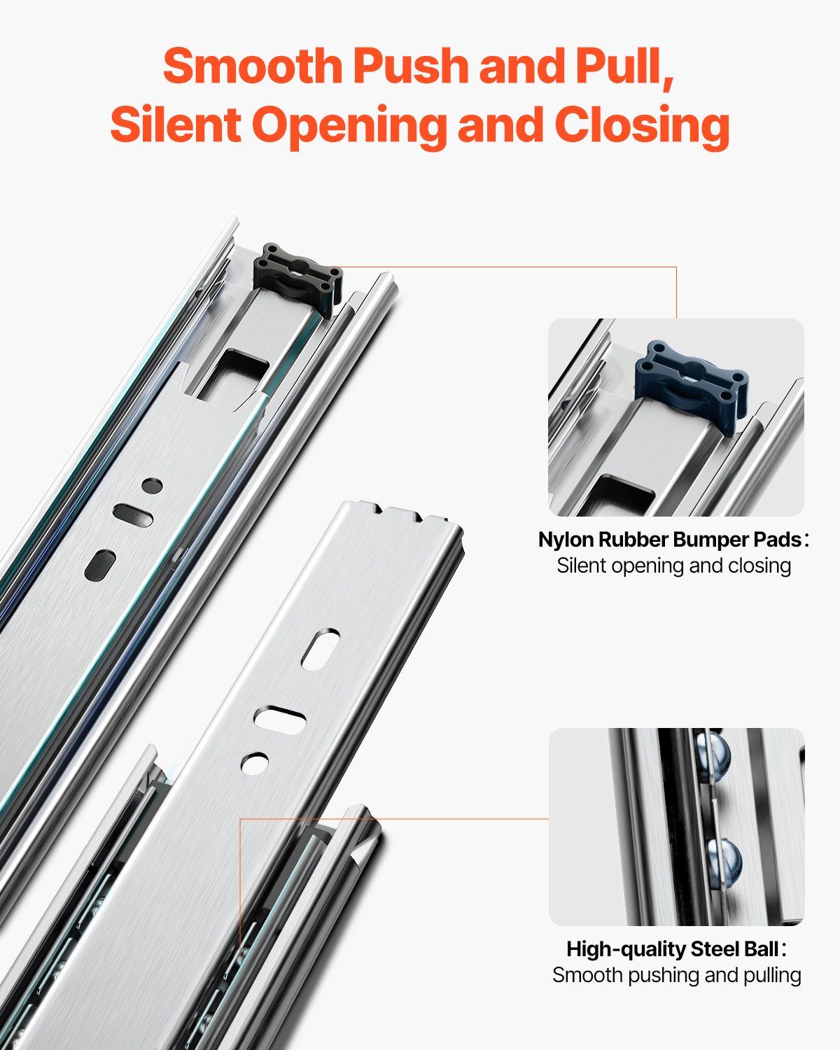Drawer Slides, 20 inch, 10 Pairs Full Extension Ball Bearing Cabinet Rails, 100 LB Load Capacity Heavy Duty V952-CZCJCTDG100LPZMLNV0