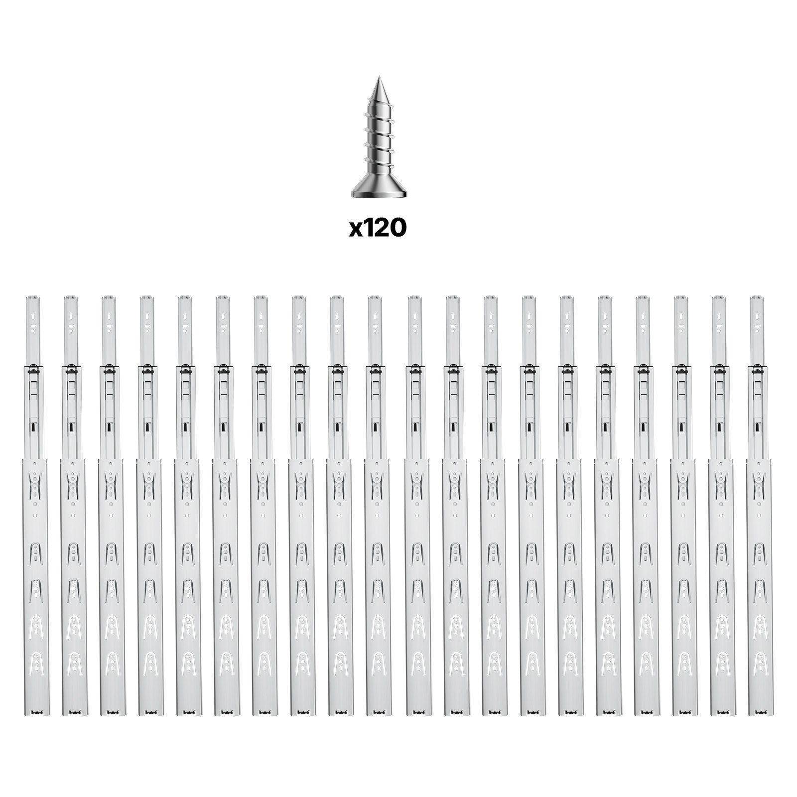 Drawer Slides, 20 inch, 10 Pairs Full Extension Ball Bearing Cabinet Rails, 100 LB Load Capacity Heavy Duty V952-CZCJCTDG100LPZMLNV0