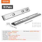 10 Pairs of 406.4mm Drawer Slides Side Mount Rails, Heavy Duty Full Extension Steel Track, Soft-Close V952-CZCJCTDG100LUDXKVV0