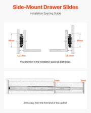 Drawer Cabinet Slides Side Mount 22 inch 10 Pairs 100 LB Load Replacement V952-CZCJCTDG100LW77EDV0