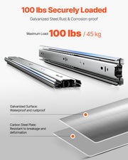 Drawer Cabinet Slides Side Mount 22 inch 10 Pairs 100 LB Load Replacement V952-CZCJCTDG100LW77EDV0