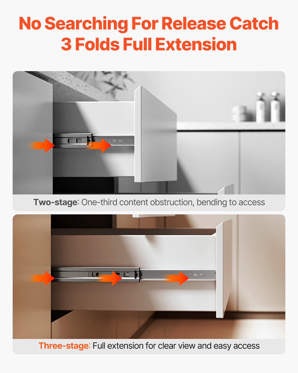 Drawer Cabinet Slides Side Mount 22 inch 10 Pairs 100 LB Load Replacement V952-CZCJCTDG100LW77EDV0