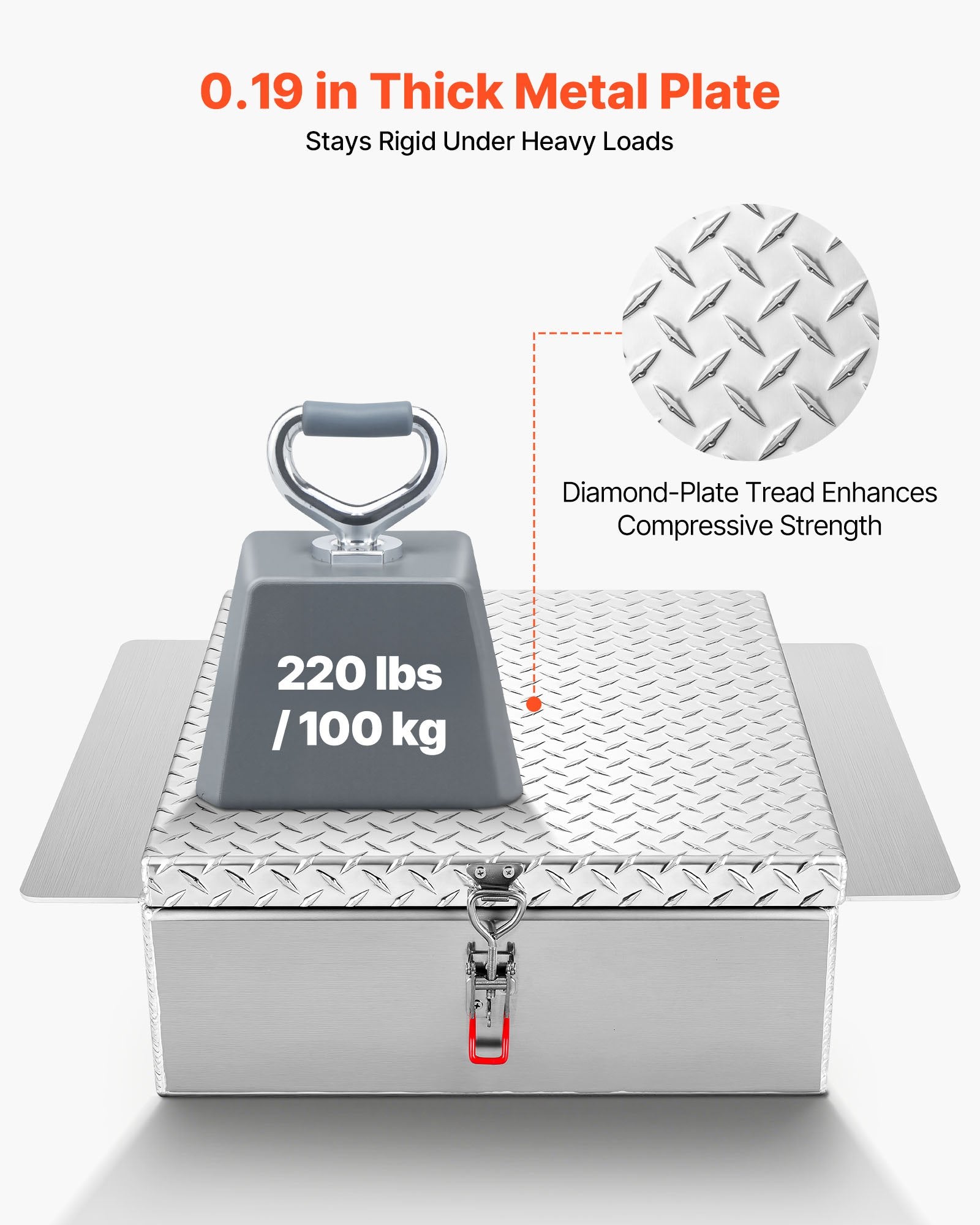 Truck Bed Tool Box, Heavy Duty Aluminum Tool Box with Diamond Plate, Storage Toolbox Chest Organizer Supports V952-CZGJX22INCHYB90W5001V0