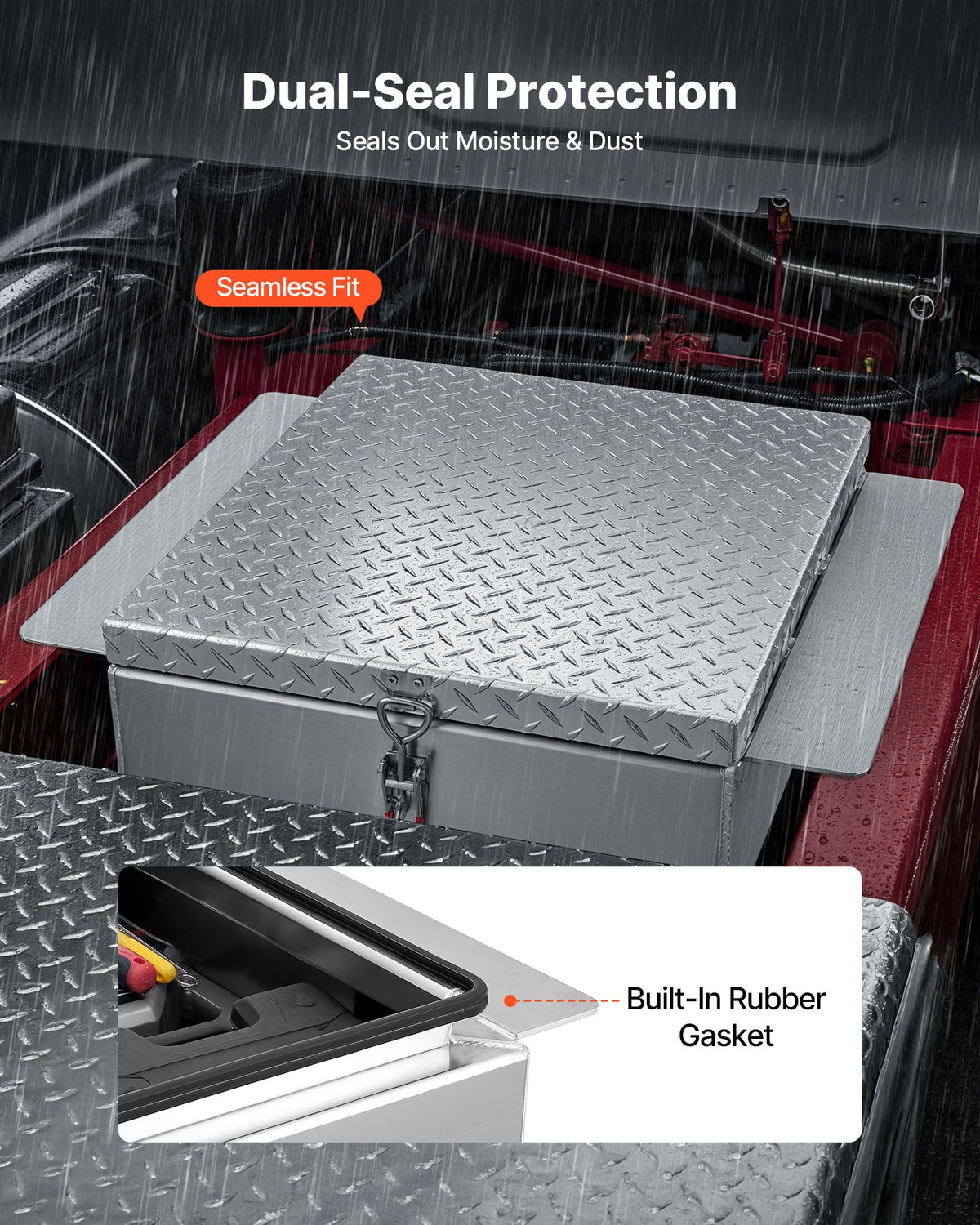 Truck Bed Tool Box, Heavy Duty Aluminum Tool Box with Diamond Plate, Storage Toolbox Chest Organizer Supports V952-CZGJX22INCHYB90W5001V0