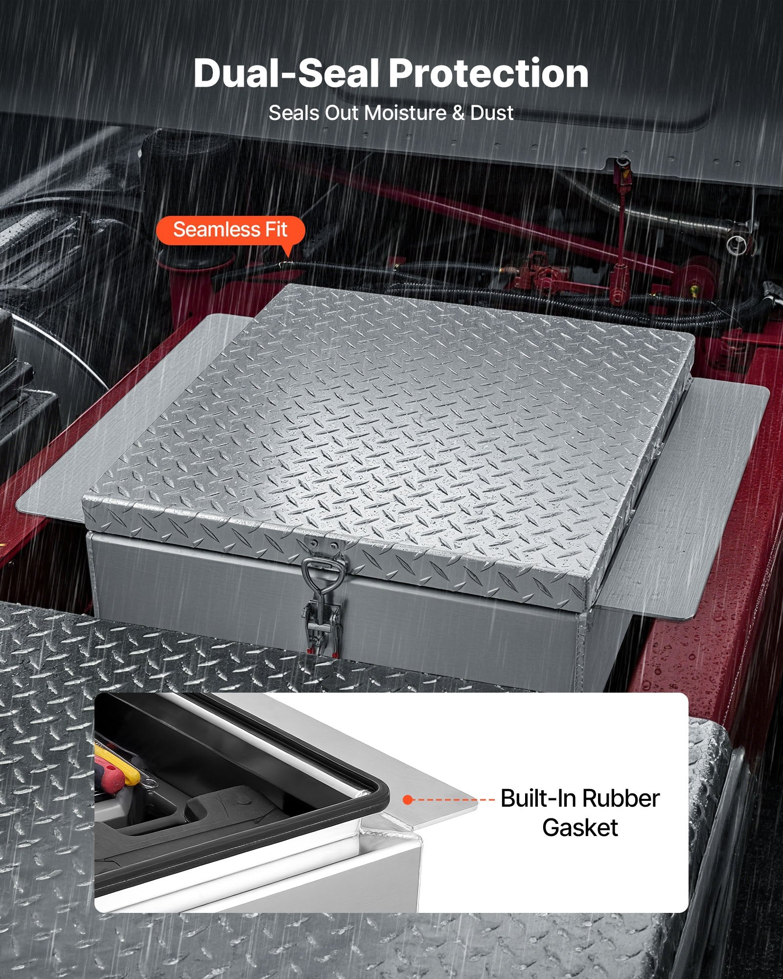 Truck Bed Tool Box, Heavy Duty Aluminum Tool Box with Diamond Plate, Storage Toolbox Chest Organizer Supports V952-CZGJX22INCHYB90W5001V0