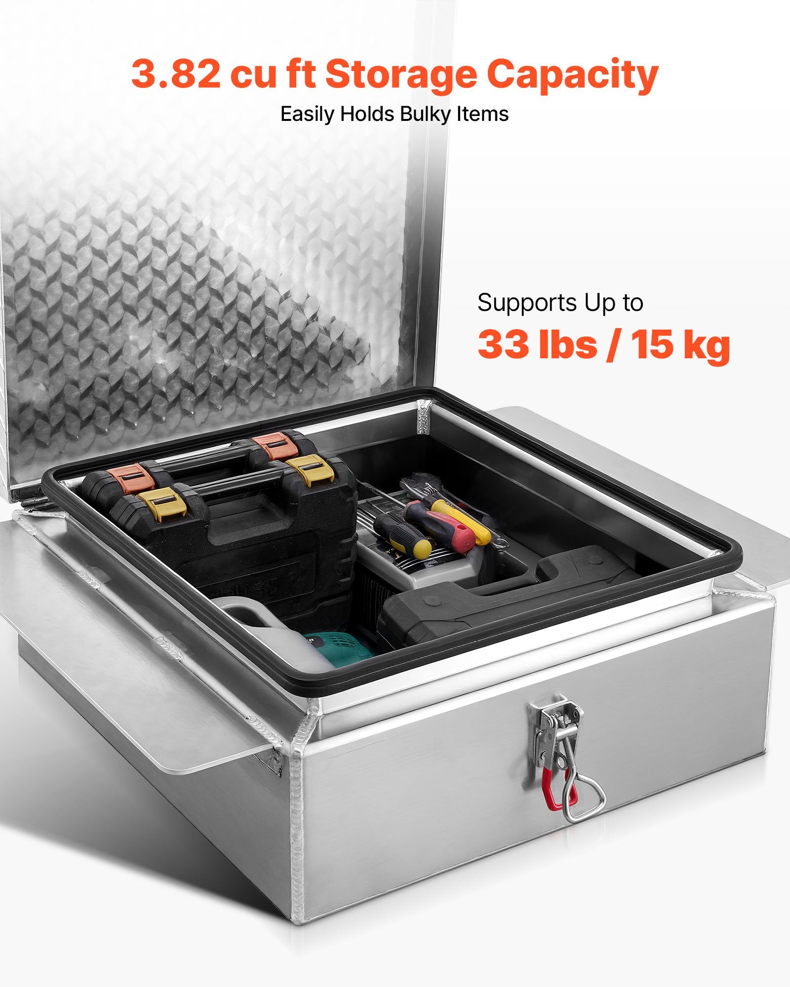 Truck Bed Tool Box, Heavy Duty Aluminum Tool Box with Diamond Plate, Storage Toolbox Chest Organizer Supports V952-CZGJX22INCHYB90W5001V0