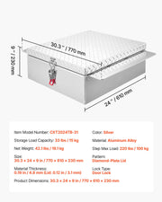 Truck Bed Tool Box, Heavy Duty Aluminum Tool Box with Diamond Plate, Storage Toolbox Chest Organizer Supports V952-CZGJX22INCHYB90W5001V0