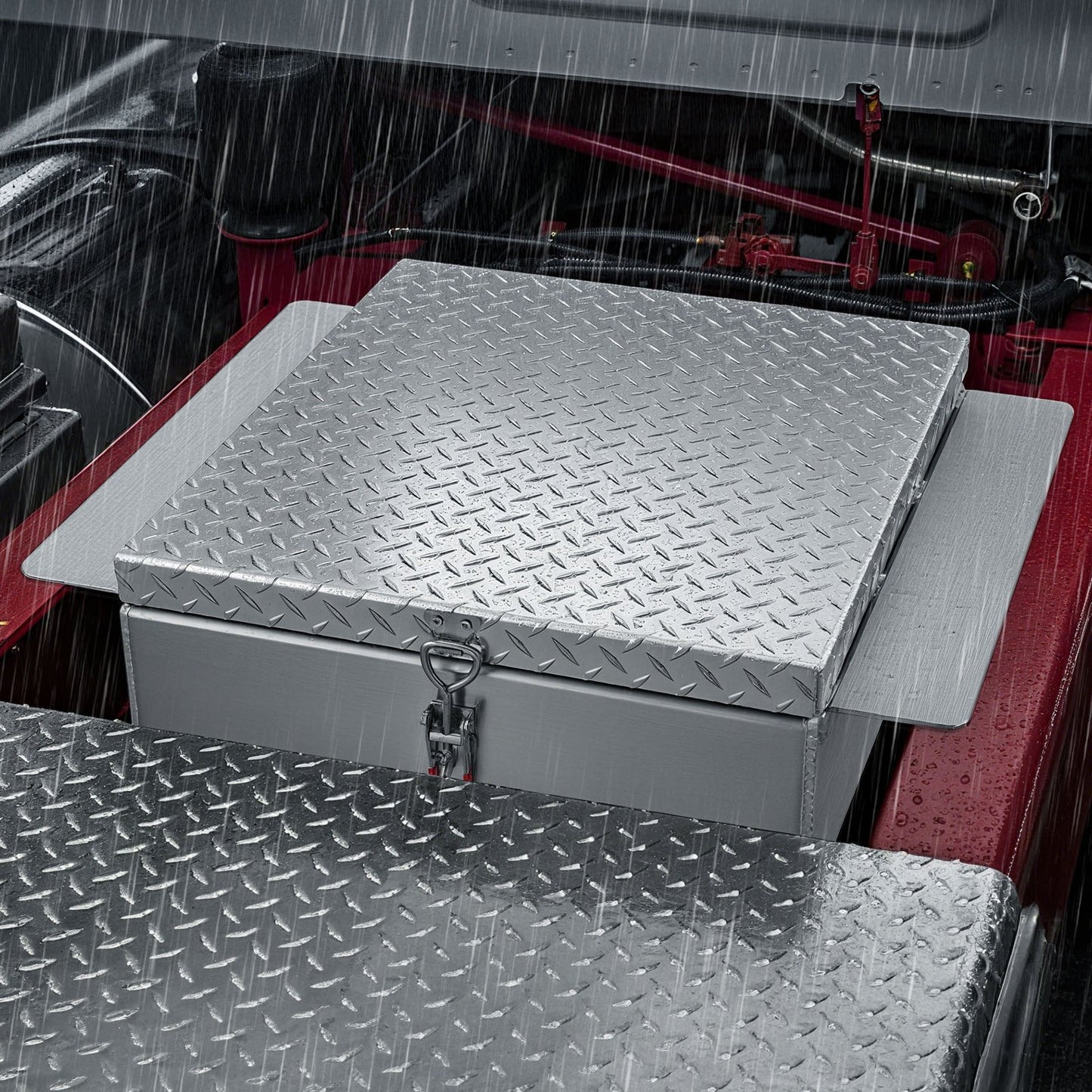 Truck Bed Tool Box, Heavy Duty Aluminum Tool Box with Diamond Plate, Storage Toolbox Chest Organizer Supports V952-CZGJX22INCHYB90W5001V0