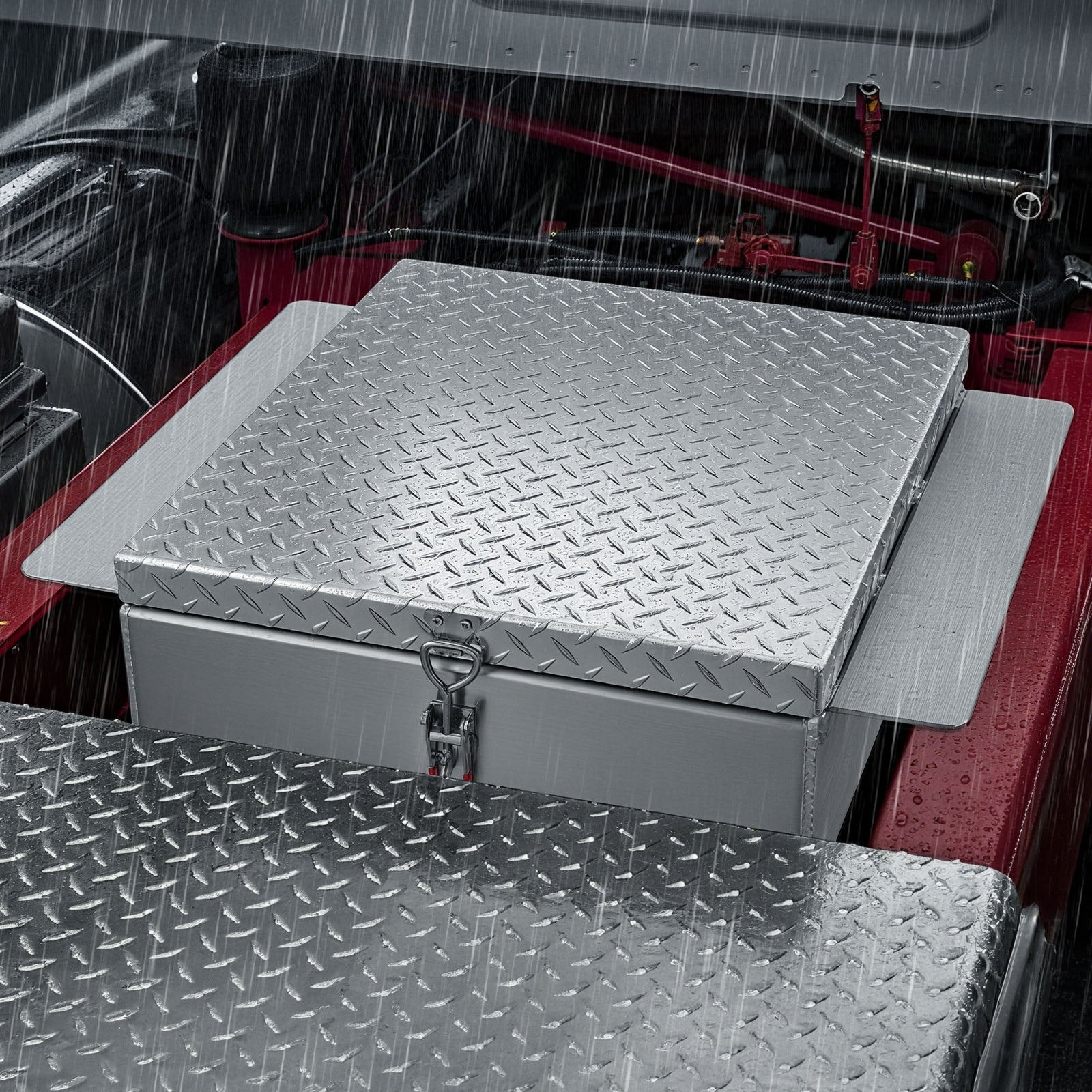 Truck Bed Tool Box, Heavy Duty Aluminum Tool Box with Diamond Plate, Storage Toolbox Chest Organizer Supports V952-CZGJX22INCHYB90W5001V0