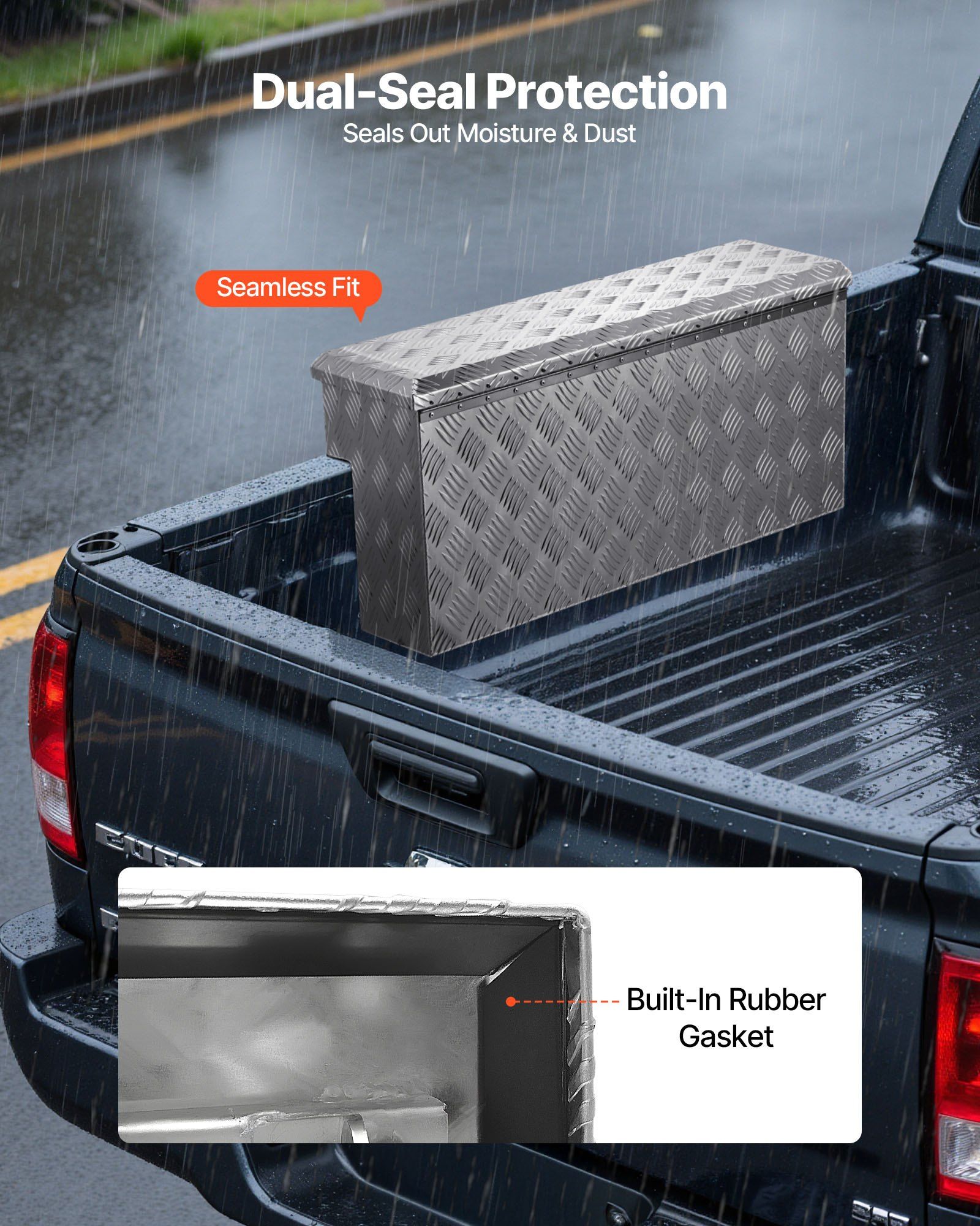Truck Bed Tool Box, Heavy Duty Aluminum Tool Box with Tread Patterns, Storage Toolbox Chest Organizer with V952-CZGJX33INCHY6ZBO7001V0