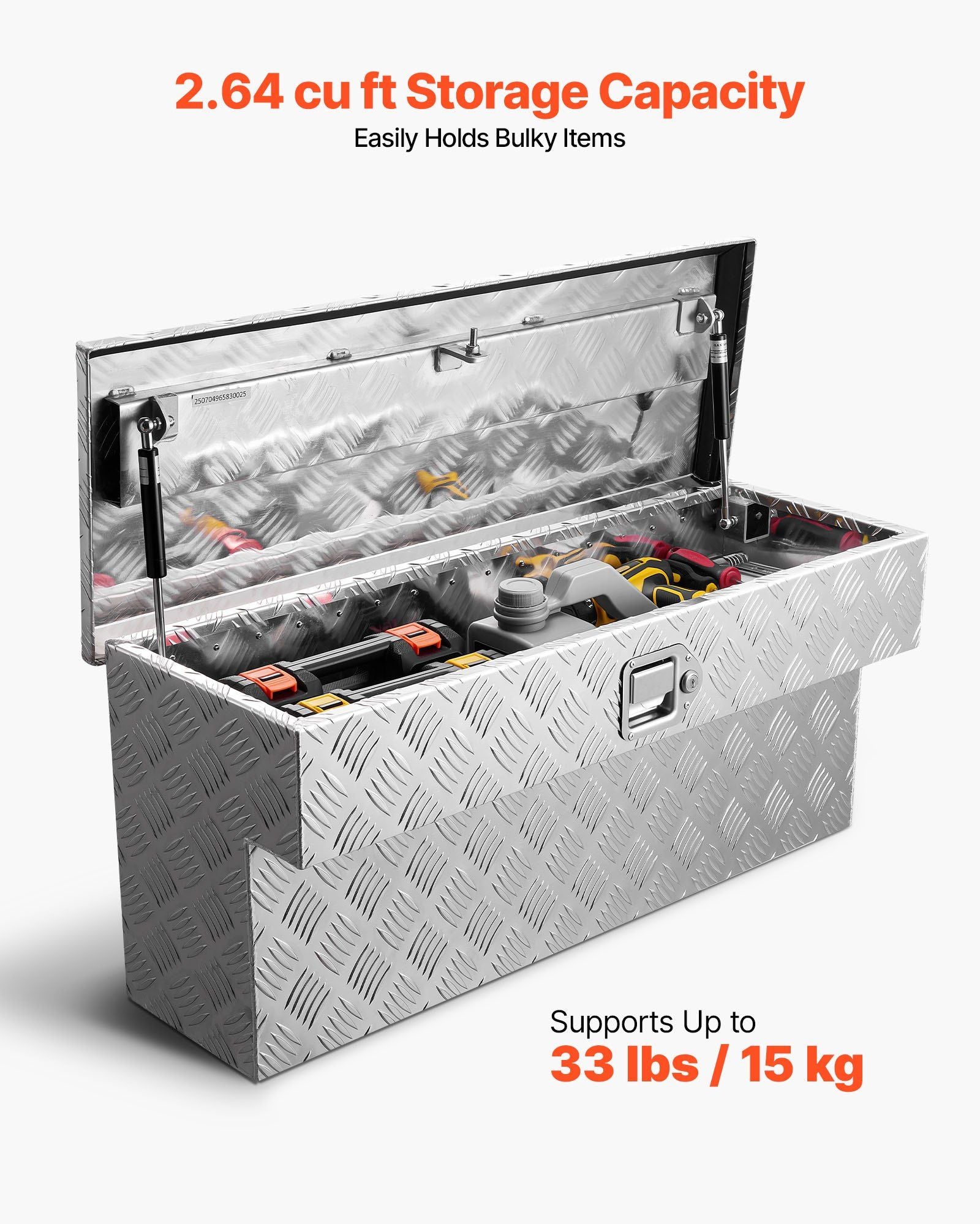 Truck Bed Tool Box, Heavy Duty Aluminum Tool Box with Tread Patterns, Storage Toolbox Chest Organizer with V952-CZGJX33INCHY6ZBO7001V0