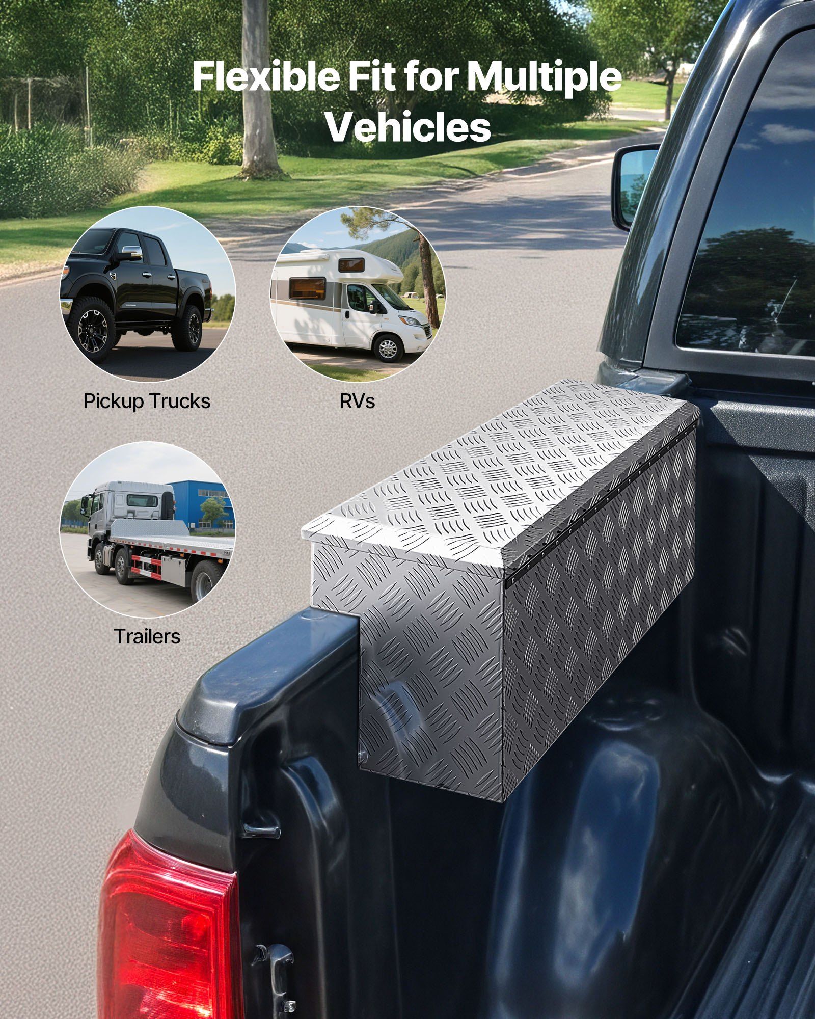 Truck Bed Tool Box, Heavy Duty Aluminum Tool Box with Tread Patterns, Storage Toolbox Chest Organizer with V952-CZGJX33INCHY6ZBO7001V0