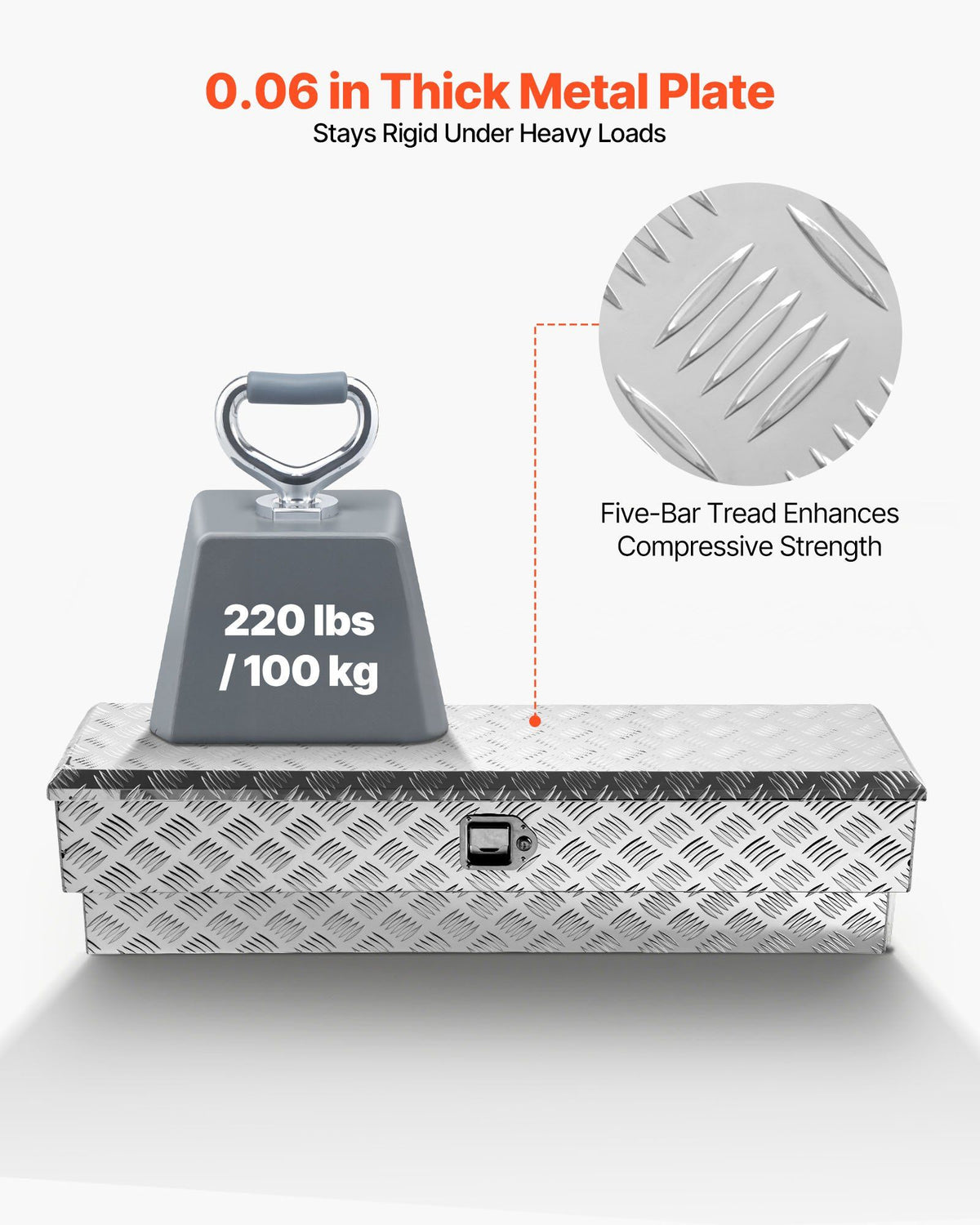Truck Bed Tool Box, Heavy Duty Aluminum Tool Box with Tread Patterns, Storage Toolbox Chest Organizer with V952-CZGJX48INCHYG7NXK001V0