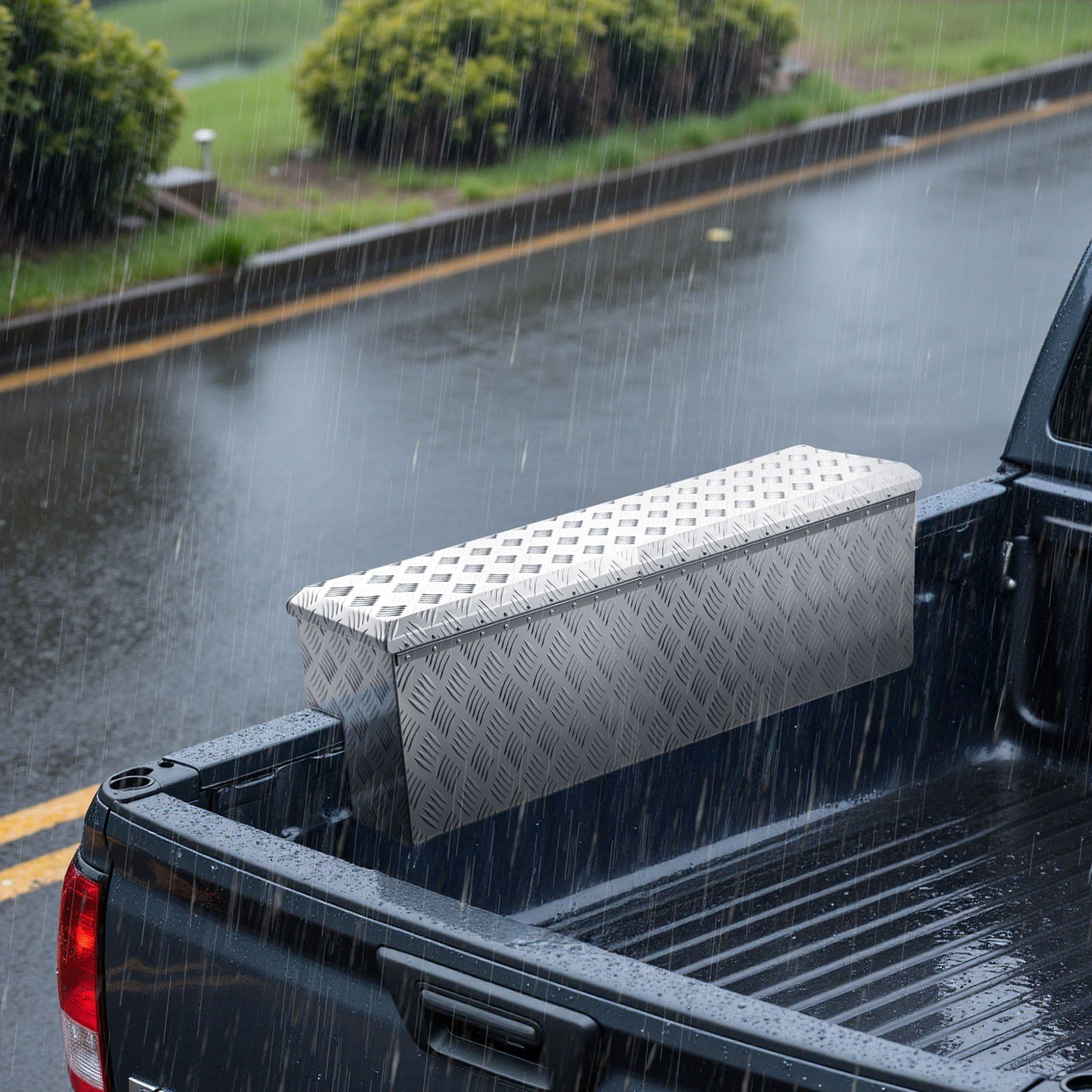 Truck Bed Tool Box, Heavy Duty Aluminum Tool Box with Tread Patterns, Storage Toolbox Chest Organizer with V952-CZGJX48INCHYG7NXK001V0