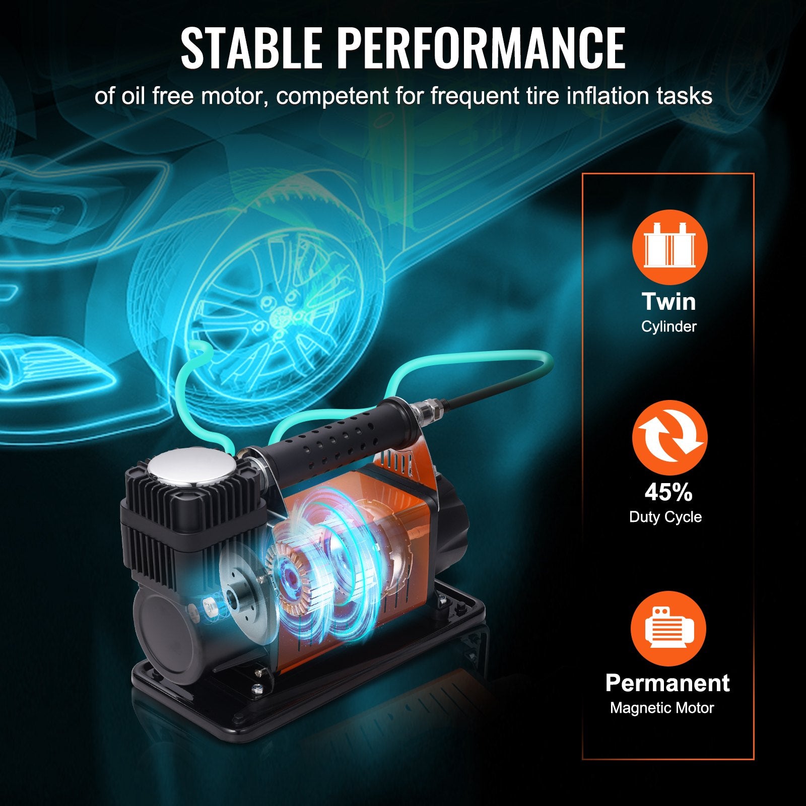 12V Air Compressor Heavy Duty 150PSI Offroad Air Compressor Portable Truck Tire Inflator 6.0CFM Air Pump for V952-CZKQ12V150PSIOQUPV9