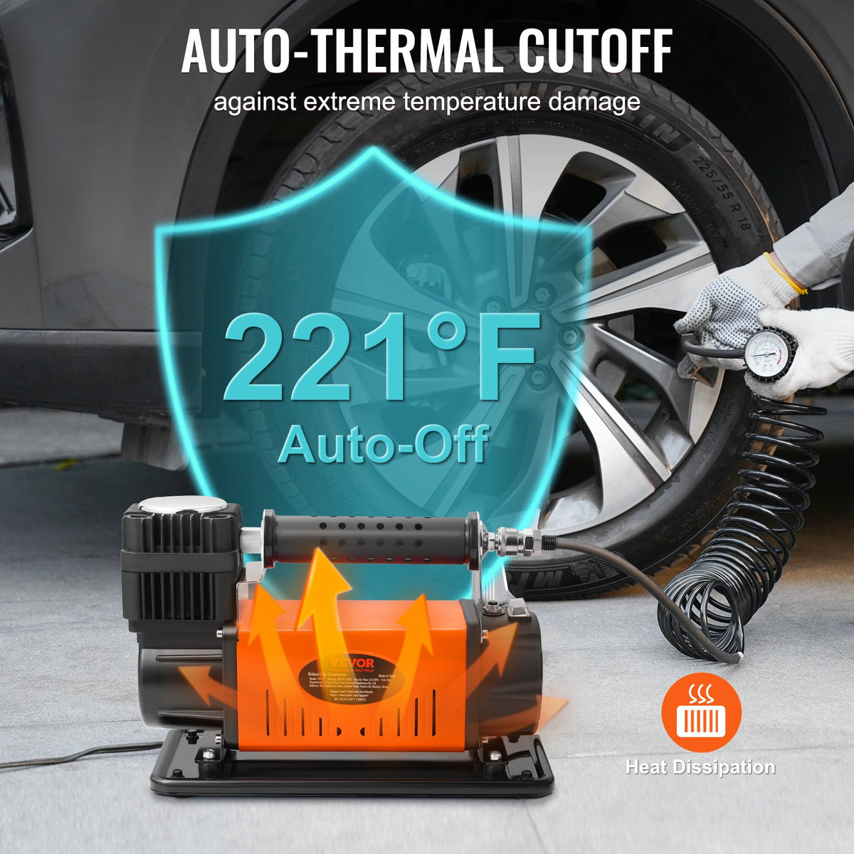 12V Air Compressor Heavy Duty 150PSI Offroad Air Compressor Portable Truck Tire Inflator 6.0CFM Air Pump for V952-CZKQ12V150PSIOQUPV9