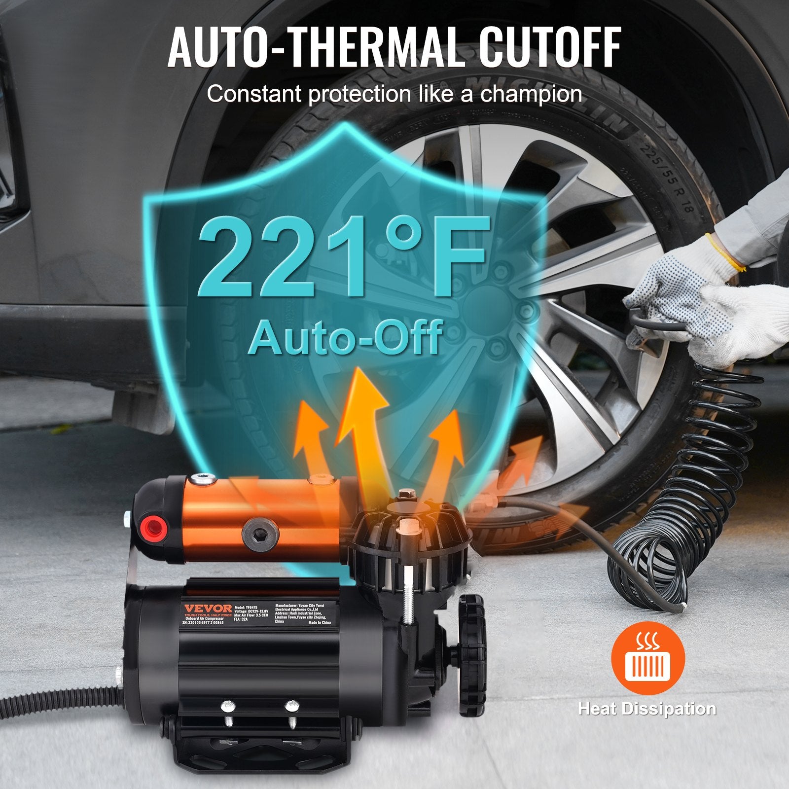 Onboard Air Compressor Kit 150PSI Offroad Air Compressor Portable Tire Inflator Heavy Duty 3.5CFM Air Pump V952-CZKQYSJZLDYBDHPZBV9