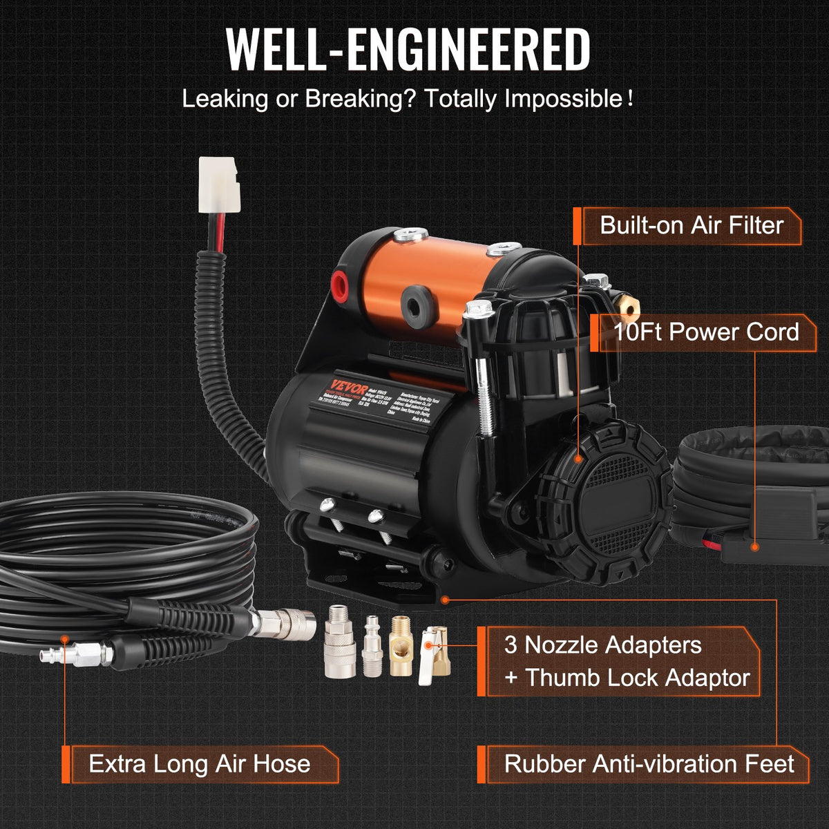 Onboard Air Compressor Kit 150PSI Offroad Air Compressor Portable Tire Inflator Heavy Duty 3.5CFM Air Pump V952-CZKQYSJZLDYBDHPZBV9