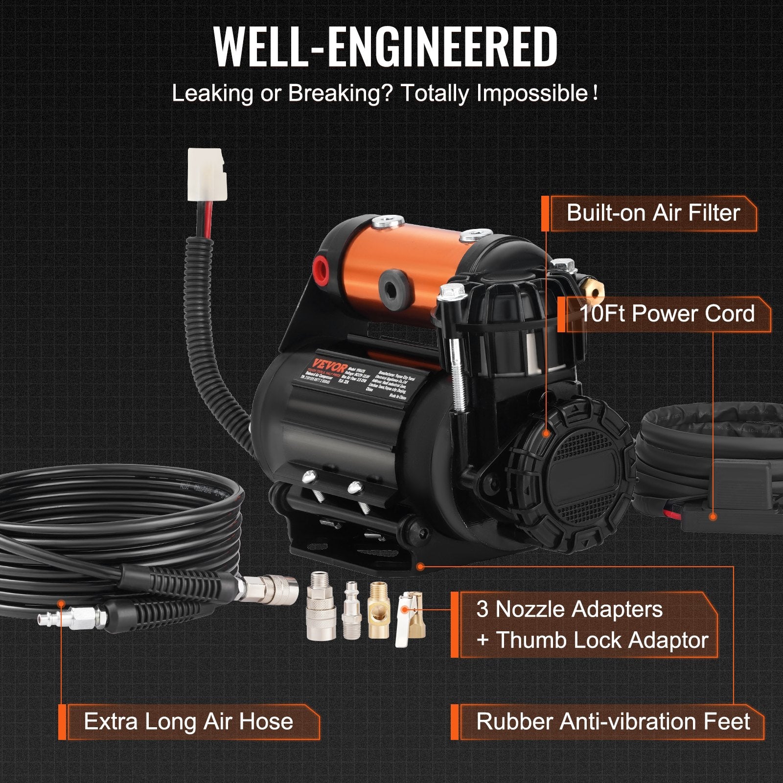 Onboard Air Compressor Kit 150PSI Offroad Air Compressor Portable Tire Inflator Heavy Duty 3.5CFM Air Pump V952-CZKQYSJZLDYBDHPZBV9