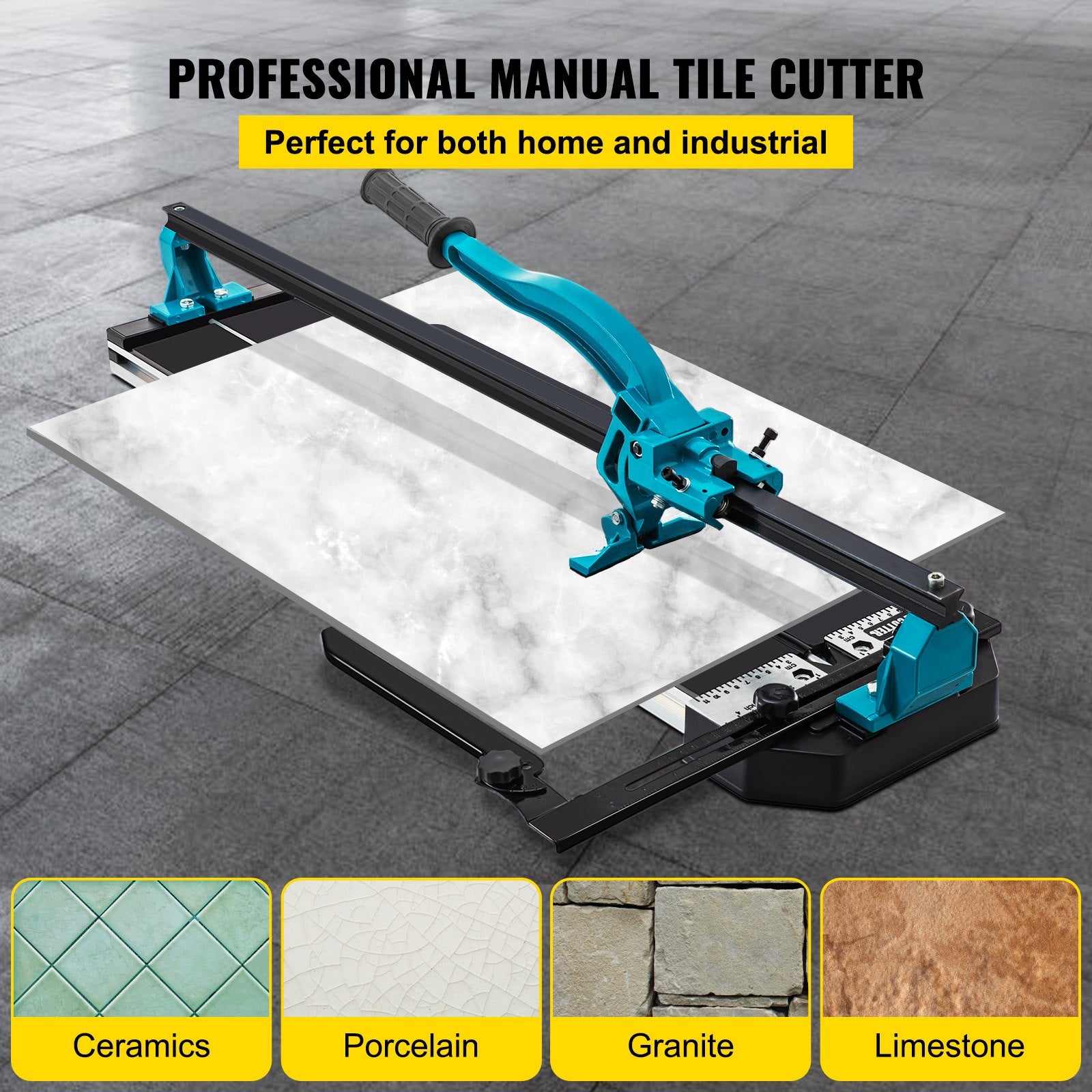 Tile Cutter 24in Cutting Tool w/ Laser Guide Single Rail Double Brackets V952-CZQGJ600MMSDDGDZCV0