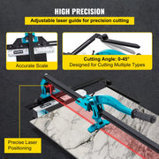 Tile Cutter 24in Cutting Tool w/ Laser Guide Single Rail Double Brackets V952-CZQGJ600MMSDDGDZCV0