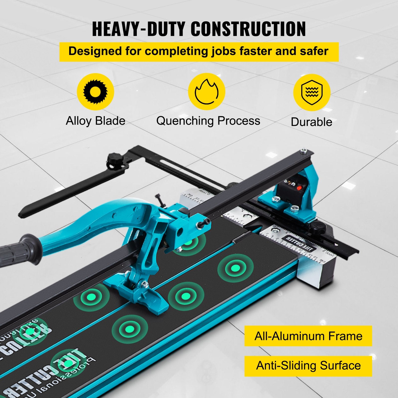 Tile Cutter 24in Cutting Tool w/ Laser Guide Single Rail Double Brackets V952-CZQGJ600MMSDDGDZCV0