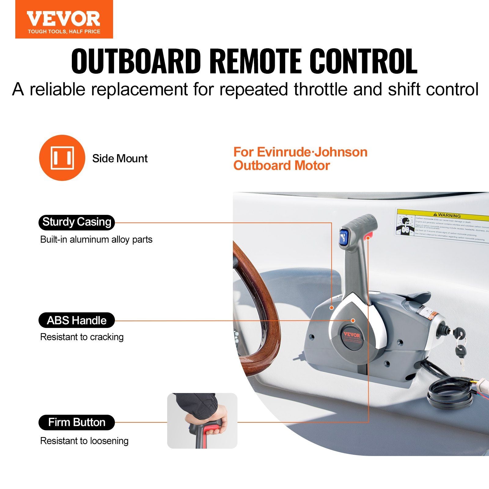 Boat Throttle Control, 5006180 Side-Mounted Outboard Remote Control Box for Evinrude Johnson, Marine Throttle V952-CZSCYMKZQEVIMZ0MCV9